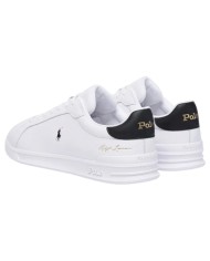 Sneake Uomo Ralph Lauren Heritage Court II Leather White Black