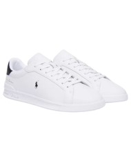 Sneake Uomo Ralph Lauren Heritage Court II Leather White Black