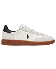 Sneake Uomo Ralph Lauren Bedford Suede Leather White Black