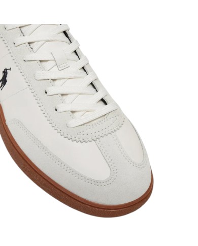 Sneake Uomo Ralph Lauren Bedford Suede Leather White Black