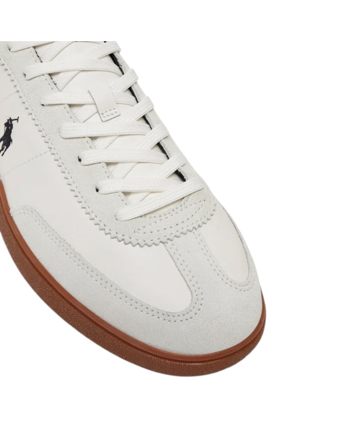 Sneake Uomo Ralph Lauren Bedford Suede Leather White Black