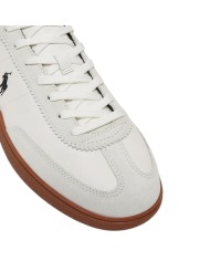 Sneake Uomo Ralph Lauren Bedford Suede Leather White Black