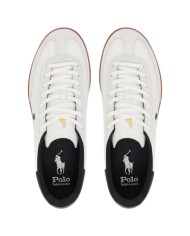Sneake Uomo Ralph Lauren Bedford Suede Leather White Black