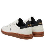 Sneake Uomo Ralph Lauren Bedford Suede Leather White Black