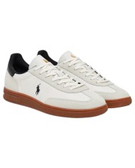 Sneake Uomo Ralph Lauren Bedford Suede Leather White Black