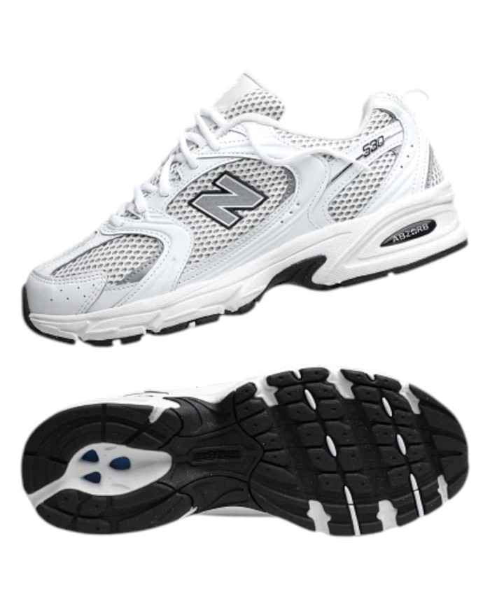 Sneakers Uomo Unisex Donna New Balance 530 Mesh Leather White Grey