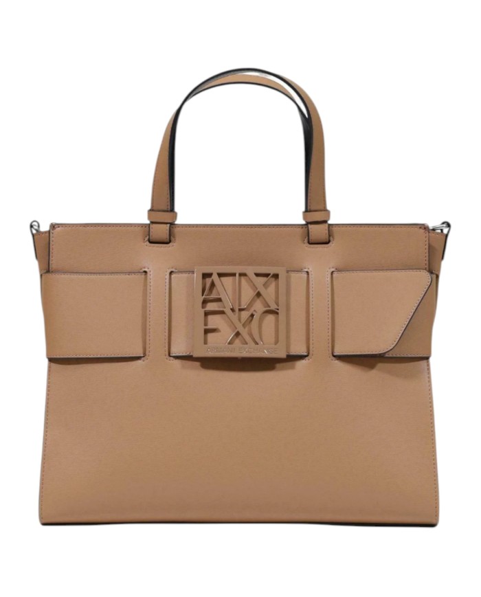 Tote Bag Armani Exchange Donna Con Tracolla Fibbia Logo Leather Narionette Brown