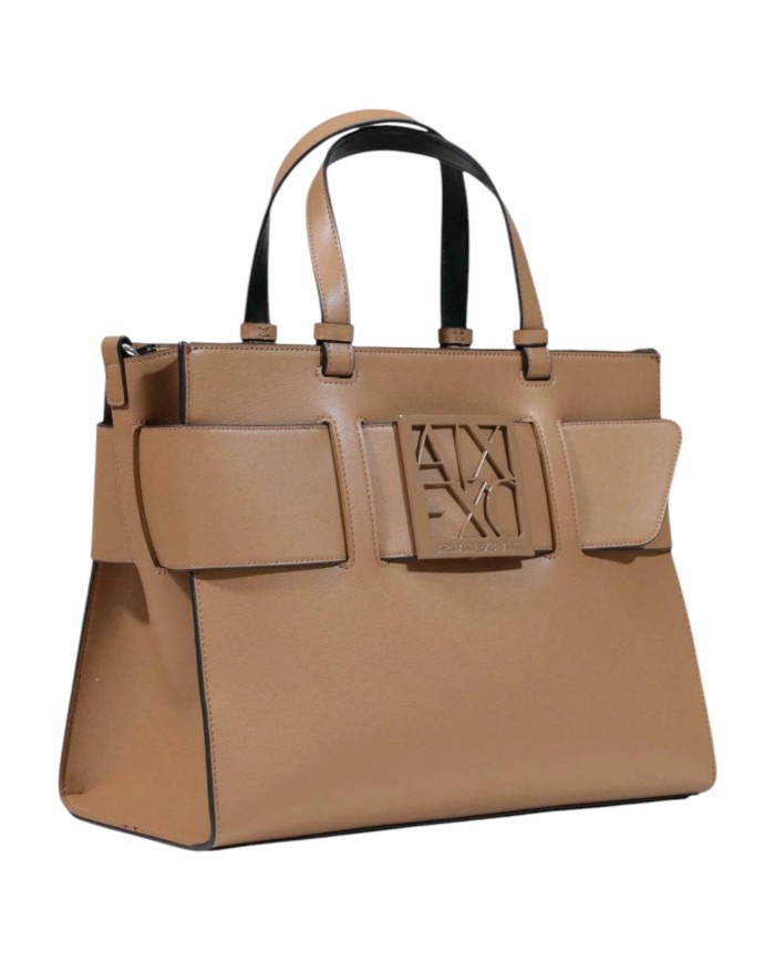 Tote Bag Armani Exchange Donna Con Tracolla Fibbia Logo Leather Narionette Brown