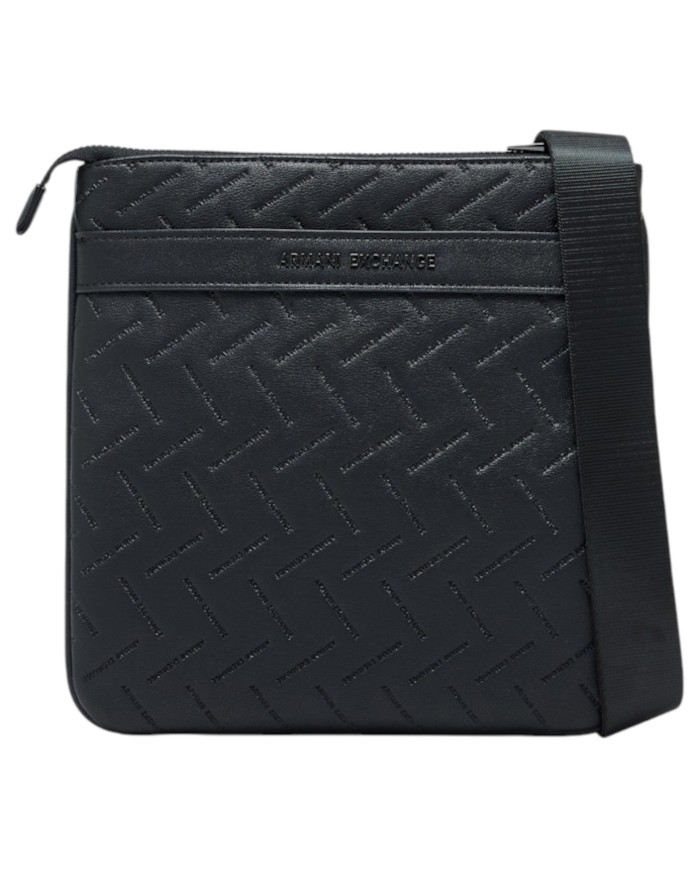 Borsello Armani Exchange Uomo Embossed Line Logo Leather Black