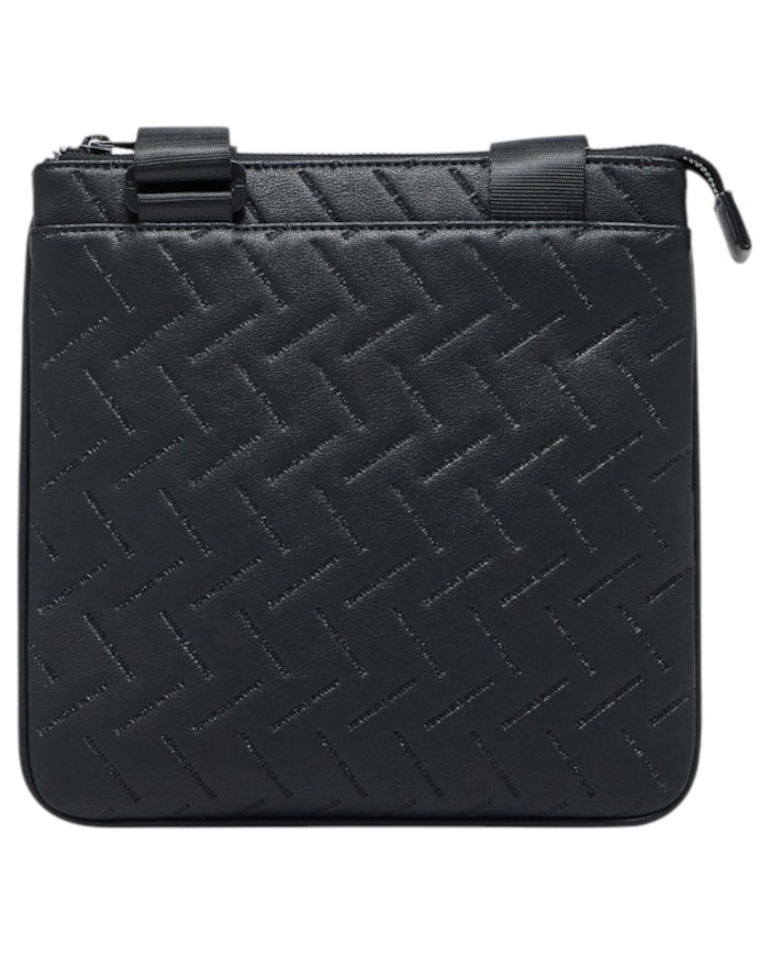 Borsello Armani Exchange Uomo Embossed Line Logo Leather Black