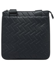 Borsello Armani Exchange Uomo Embossed Line Logo Leather Black