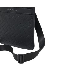 Borsello Armani Exchange Uomo Embossed Line Logo Leather Black