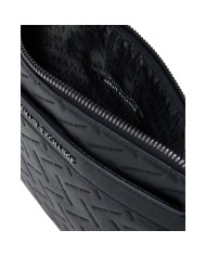 Borsello Armani Exchange Uomo Embossed Line Logo Leather Black