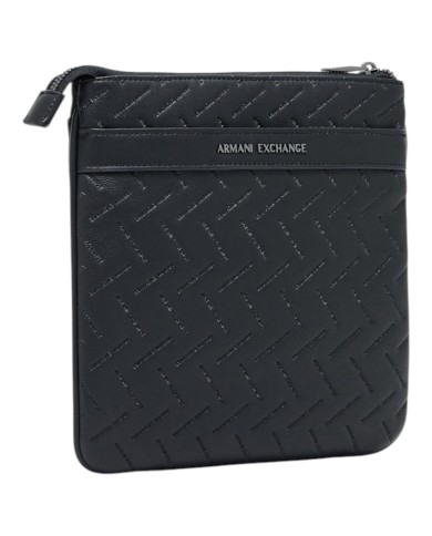 Borsello Armani Exchange Uomo Embossed Line Logo Leather Black