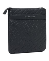 Borsello Armani Exchange Uomo Embossed Line Logo Leather Black
