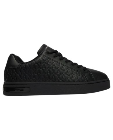 Sneaker Uomo Armani Exchange AX Logo Saffiano Leather All Black