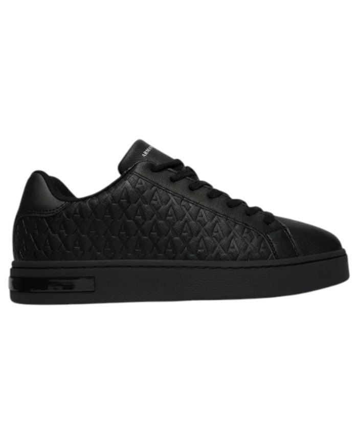 Sneaker Uomo Armani Exchange AX Logo Saffiano Leather All Black