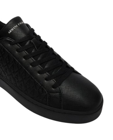 Sneaker Uomo Armani Exchange AX Logo Saffiano Leather All Black