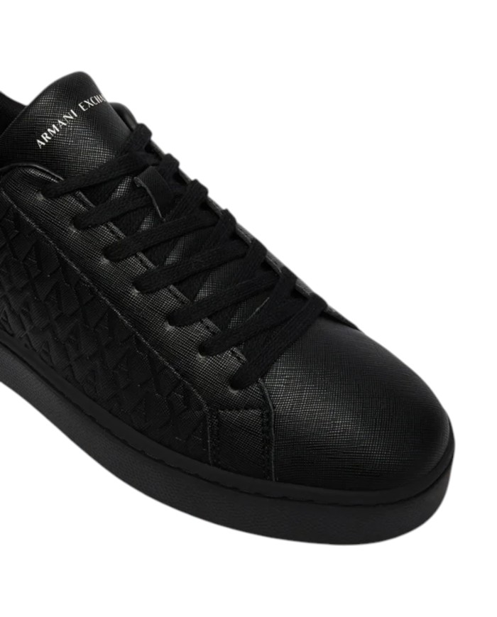 Sneaker Uomo Armani Exchange AX Logo Saffiano Leather All Black