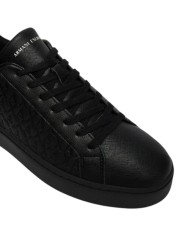 Sneaker Uomo Armani Exchange AX Logo Saffiano Leather All Black