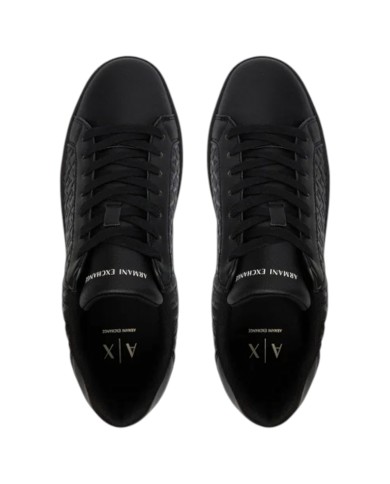 Sneaker Uomo Armani Exchange AX Logo Saffiano Leather All Black