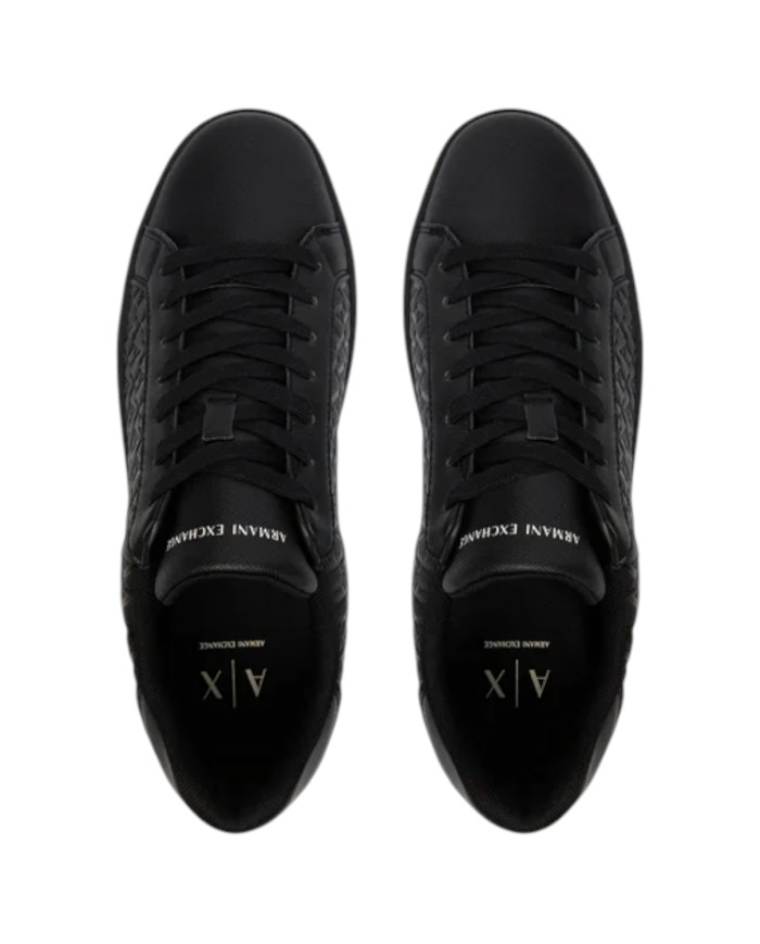 Sneaker Uomo Armani Exchange AX Logo Saffiano Leather All Black
