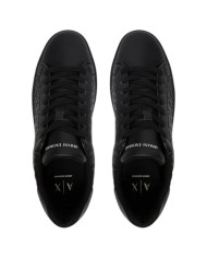 Sneaker Uomo Armani Exchange AX Logo Saffiano Leather All Black