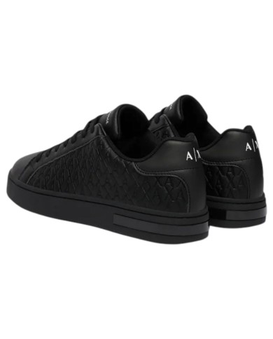 Sneaker Uomo Armani Exchange AX Logo Saffiano Leather All Black