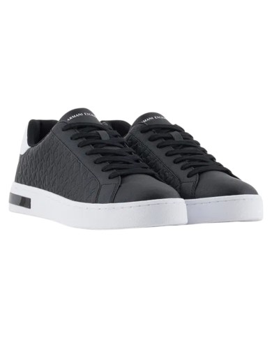 Sneaker Uomo Armani Exchange AX Logo Saffiano Leather Navy White
