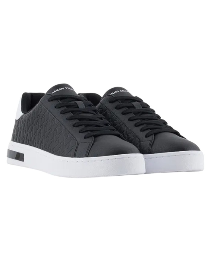 Sneaker Uomo Armani Exchange AX Logo Saffiano Leather Navy White
