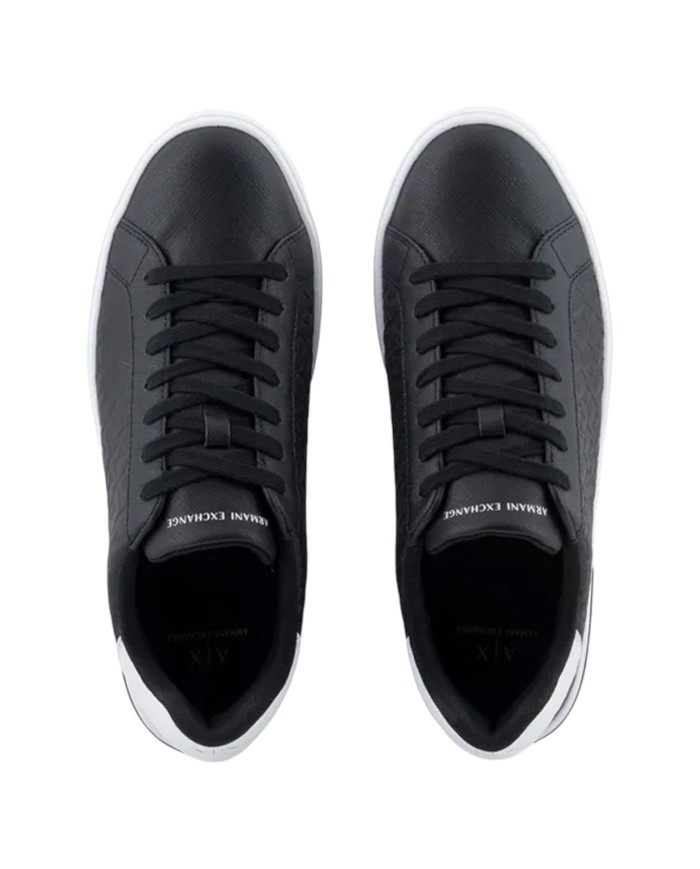 Sneaker Uomo Armani Exchange AX Logo Saffiano Leather Navy White