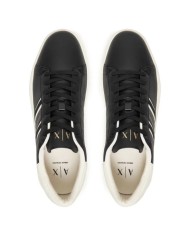 Sneakers Uomo Armani Exchange AX Stripes Logo Leather Black White