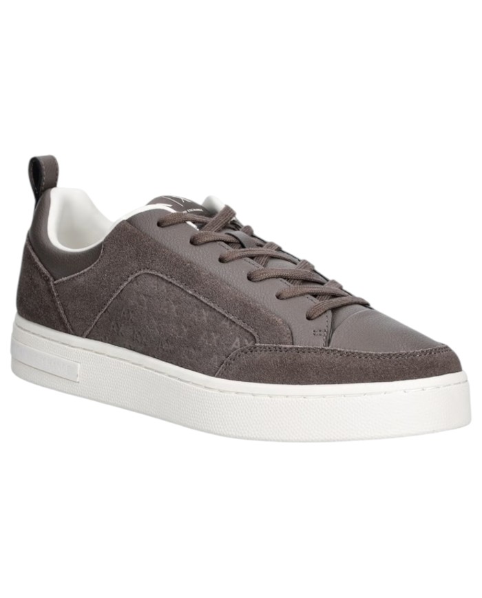Sneaker Uomo Armani Exchange A X Embossed Logo Suede Leather Grey