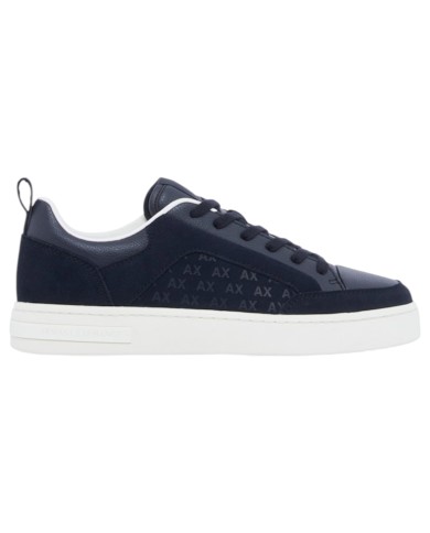 Sneaker Uomo Armani Exchange A X Embossed Logo Suede Leather Deep Navy