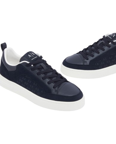 Sneaker Uomo Armani Exchange A X Embossed Logo Suede Leather Deep Navy