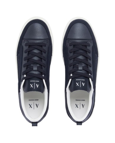 Sneaker Uomo Armani Exchange A X Embossed Logo Suede Leather Deep Navy