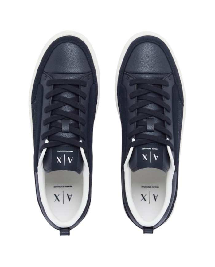 Sneaker Uomo Armani Exchange A X Embossed Logo Suede Leather Deep Navy