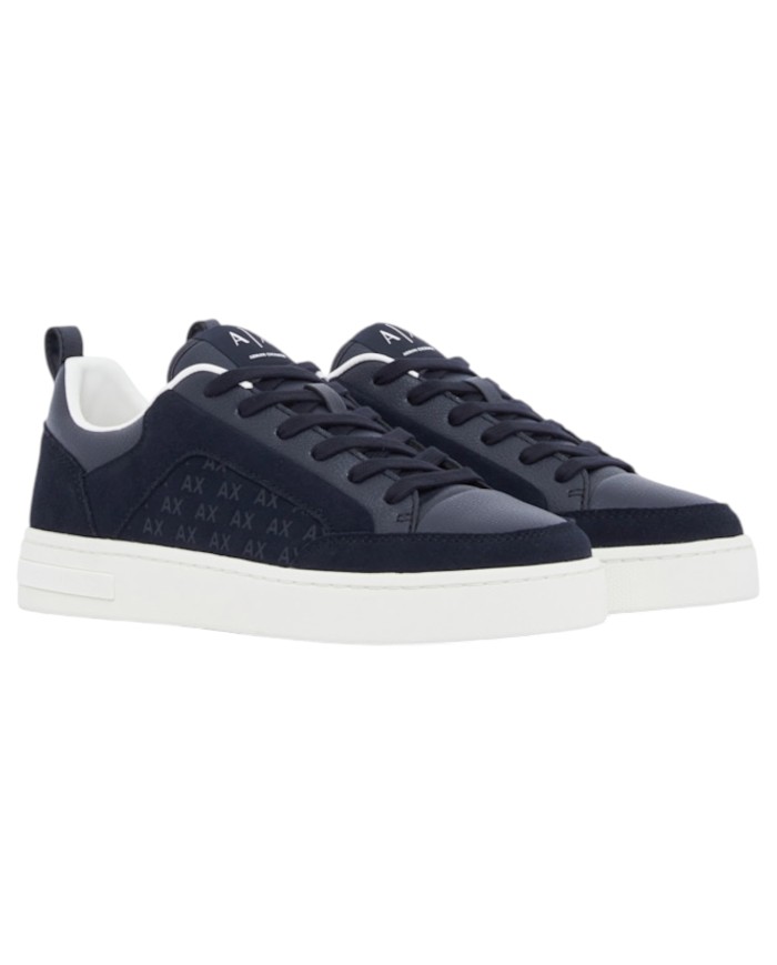 Sneaker Uomo Armani Exchange A X Embossed Logo Suede Leather Deep Navy