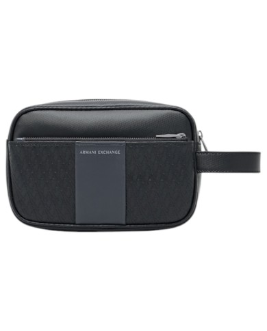 Pochette Armani Exchange Uomo Embossed Logo Leather Black Grey