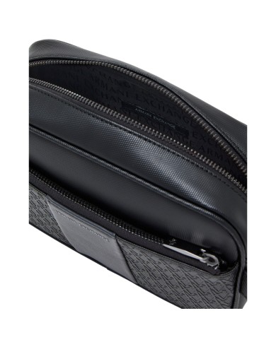 Pochette Armani Exchange Uomo Embossed Logo Leather Black Grey