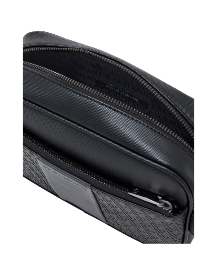 Pochette Armani Exchange Uomo Embossed Logo Leather Black Grey