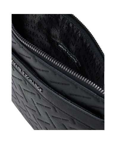 Pochette Armani Exchange Uomo A X Logo In Rilievo Leather Black