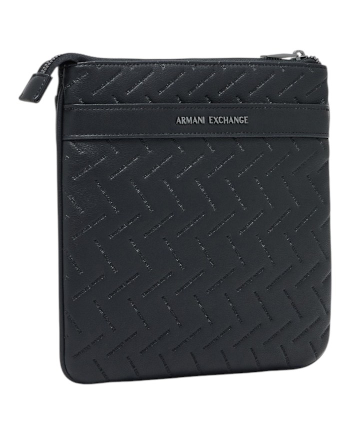 Pochette Armani Exchange Uomo A X Logo In Rilievo Leather Black