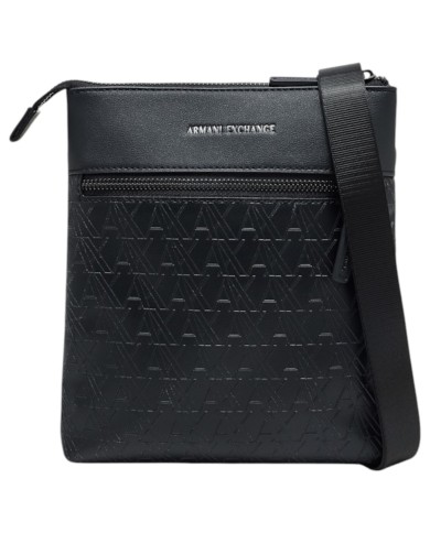 Borsello Armani Exchange Uomo Embossed A X Logo Leather Black