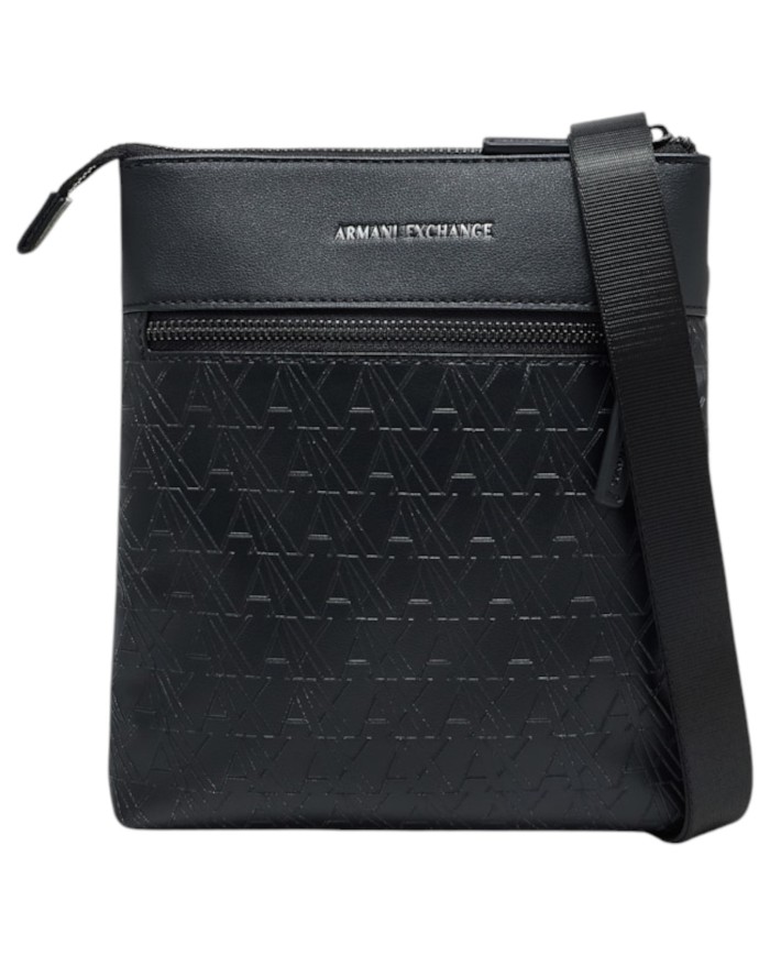 Borsello Armani Exchange Uomo Embossed A X Logo Leather Black
