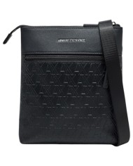Borsello Armani Exchange Uomo Embossed A X Logo Leather Black
