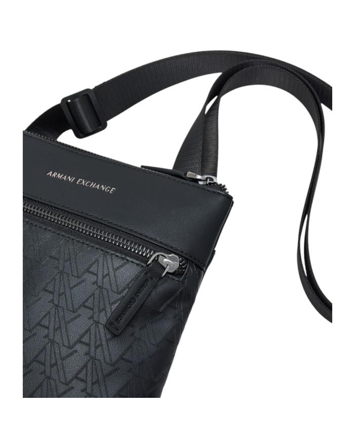 Borsello Armani Exchange Uomo Embossed A X Logo Leather Black