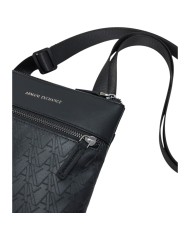 Borsello Armani Exchange Uomo Embossed A X Logo Leather Black