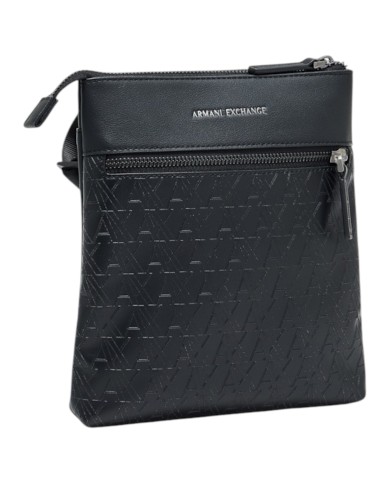 Borsello Armani Exchange Uomo Embossed A X Logo Leather Black