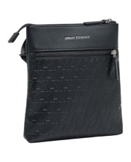 Borsello Armani Exchange Uomo Embossed A X Logo Leather Black